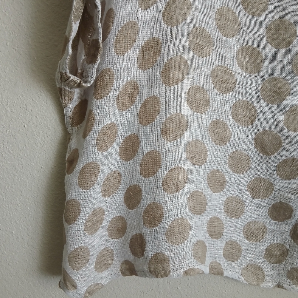 Flax White and Tan Polka Dot Blouse - Picture 5 of 16